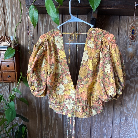 Psychic Outlaw - handmade graham short sleeve tablecloth top - women’s size S - Picture 3 of 4